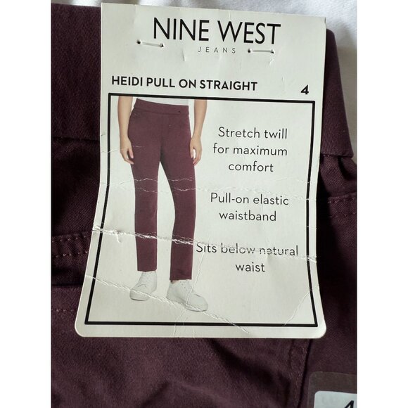 NWT Nine West Women's Heidi Pull On Pant Wine Burgundy Jeans Twill SIZE 4 - Picture 6 of 10